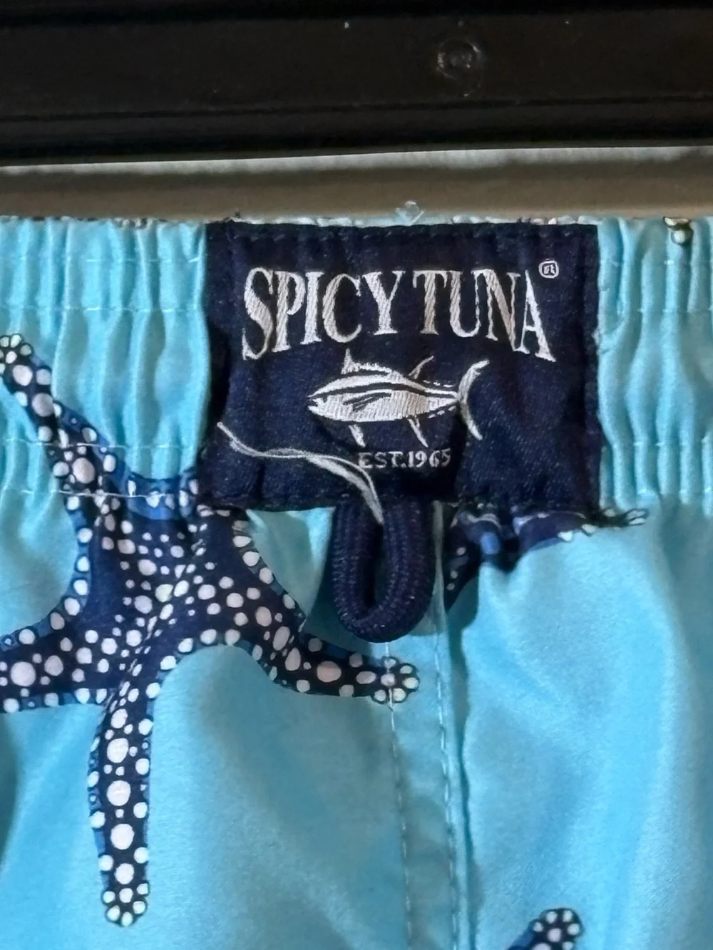 Spicy Tuna Mens Swim Trunks large blue starfish Tropical Beach Summer Casual